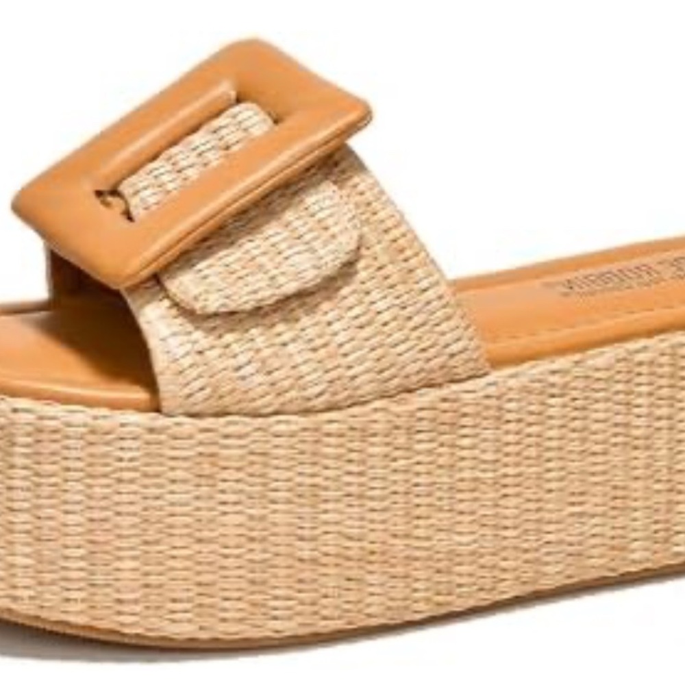 Cape Robbin Tan Platform Shoes with Woven Design